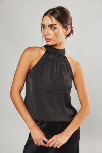 Black Satin Designed Tank  CHIC