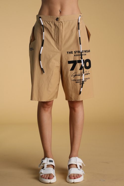 Brown Color Nylon  Bermuda Pants 770