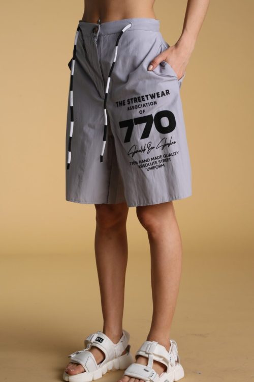 Gray Color Nylon  Bermuda Pants 770