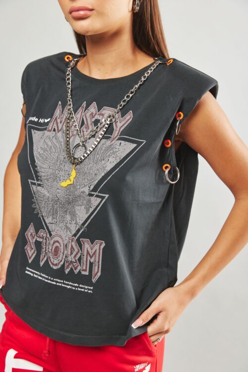 Grey Sleeveless T  Shirt  STORM