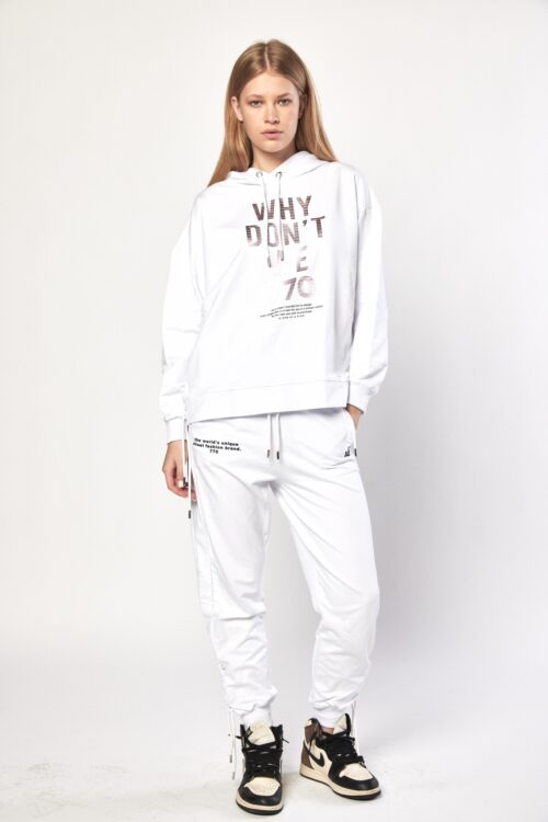 2 Piece White Color  Jogger Set  WHY