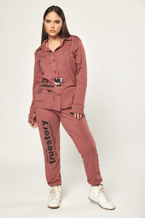  Brown Pink  Color Jogger Set  RETRO