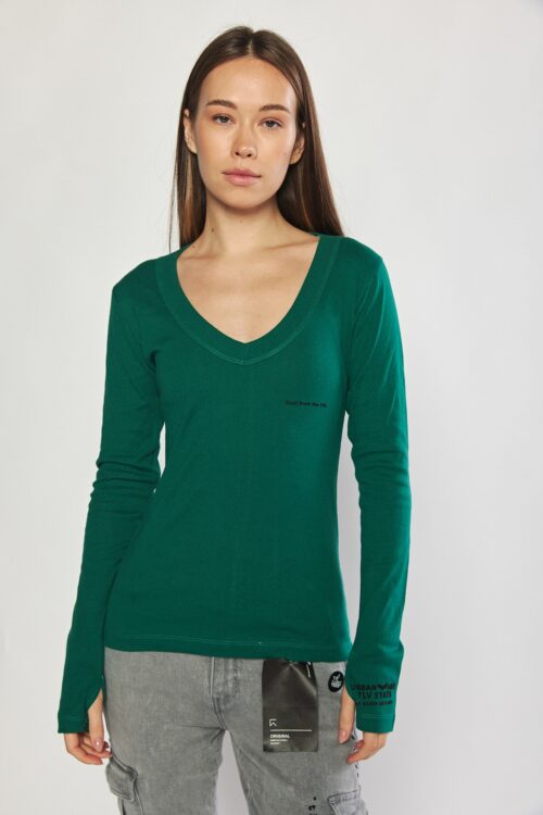 Green Long Sleeves Basic Cotton Top SOUL