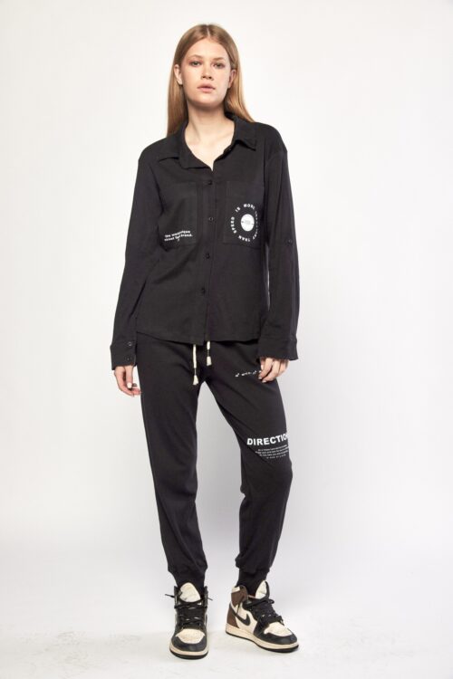 2 Piece Black Color Jogger Set  DIRECTION