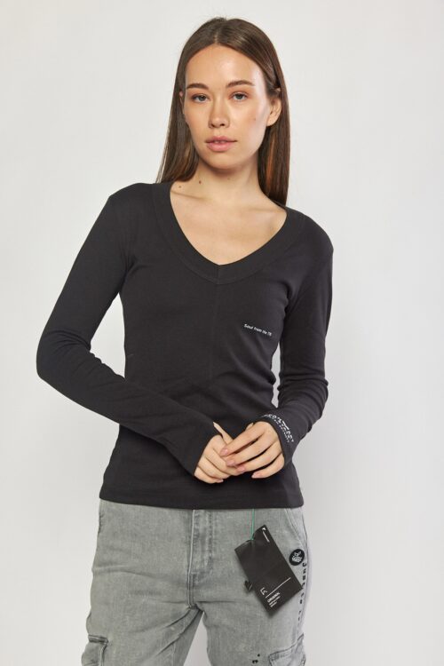 Black Long Sleeves Basic Cotton Top SOUL