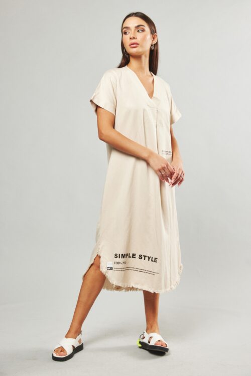 Beige Midi Dress SIMPLE