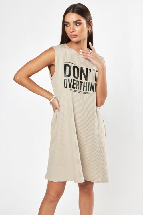 Beige Pique Midi Dress DON'T