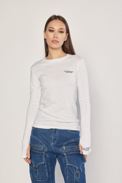 White Long Sleeves Basic Cotton Top PRODUCTION