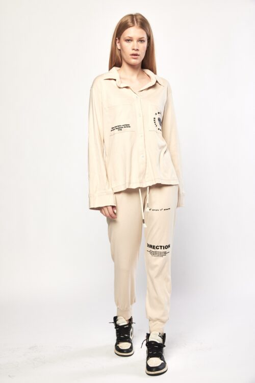 2 Piece Beige Color Jogger Set  DIRECTION