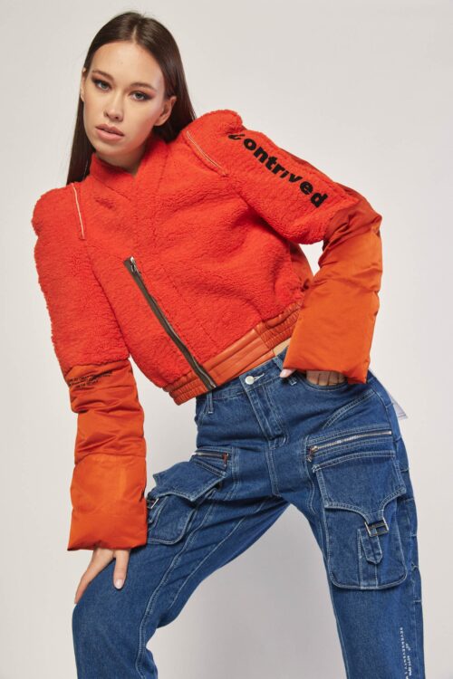 Orange  Sporty Designed Jacket Coat  CONTRIVED