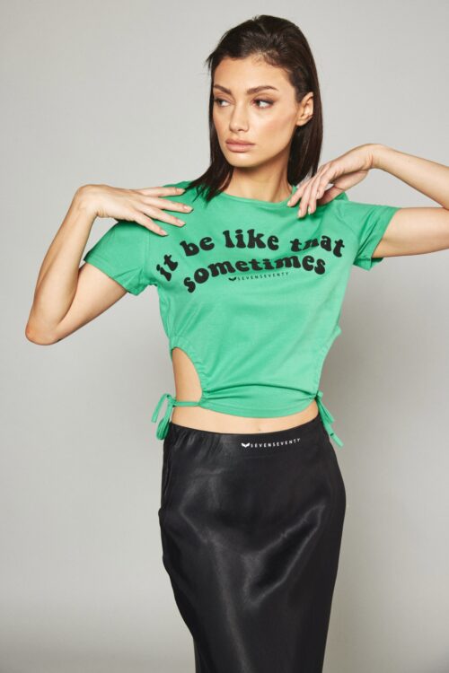 Green Designed Crop Top SOMETIMES