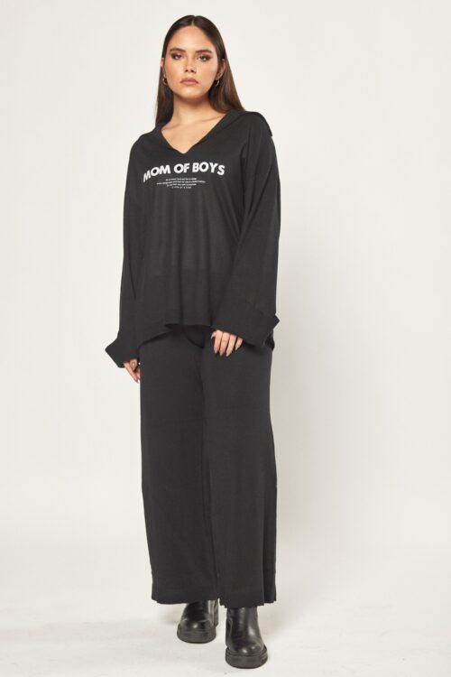 2 Piece Black Color Knit Jogger Set  BOYS
