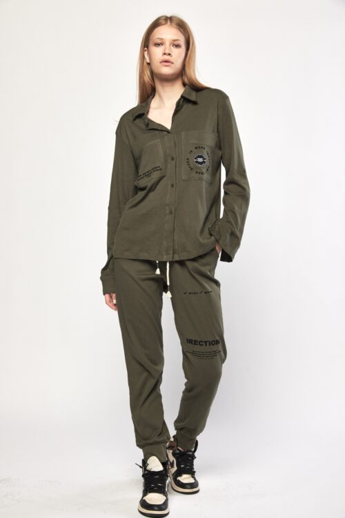 2 Piece Olive Green Color Jogger Set  DIRECTION