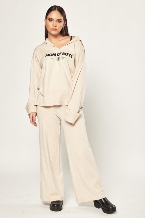 2 Piece Ivory Color Knit Jogger Set  BOYS