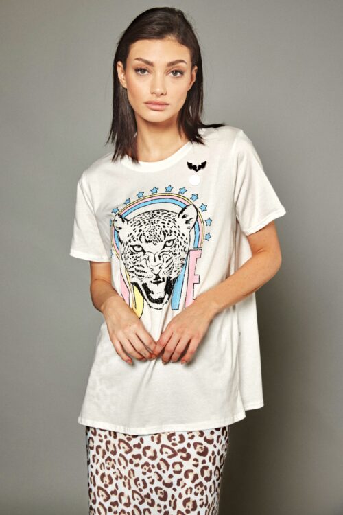 Short Sleeve Designed  White T- Shirt LOVE