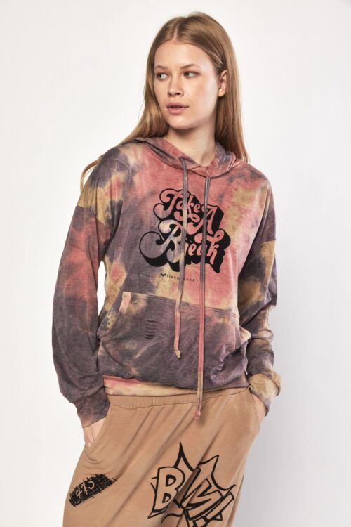 Brown Colors Tie Dye Hoodie Top BREAK