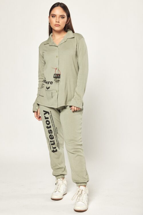 Olive Green Color Jogger Set  RETRO