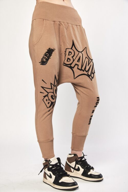 Designed Brown Baggy Jogger Pants STARS
