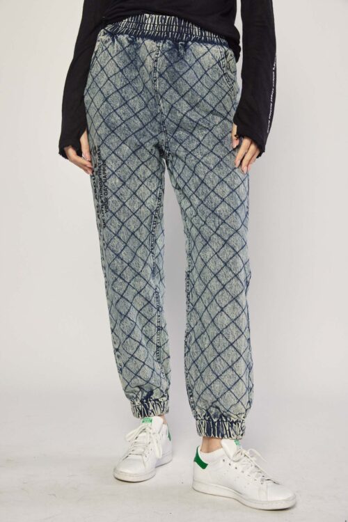 Designed Washed Blue Jogers Denim Pants  DETAILS
