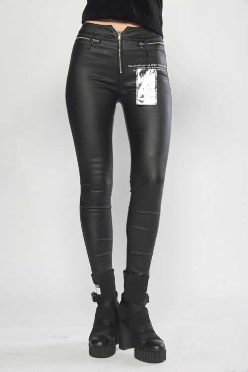 Designed Black Faux Leather Pants STREET