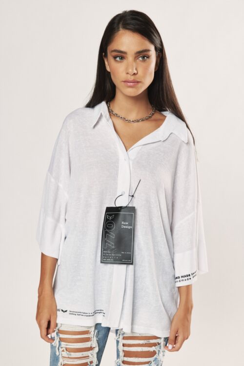 White Semi Long Sleeves Wide Top PRODUCTION