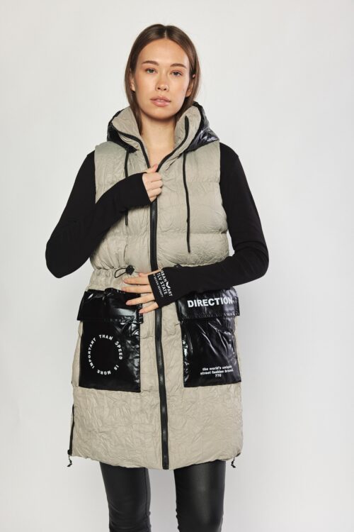 Beige Puffer Midi Vest Coat  DIRECTION