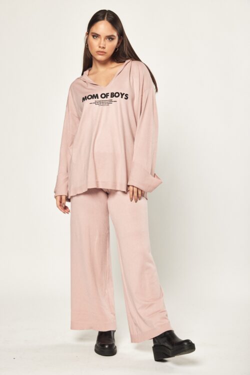 2 Piece Pink Color Knit Jogger Set  BOYS