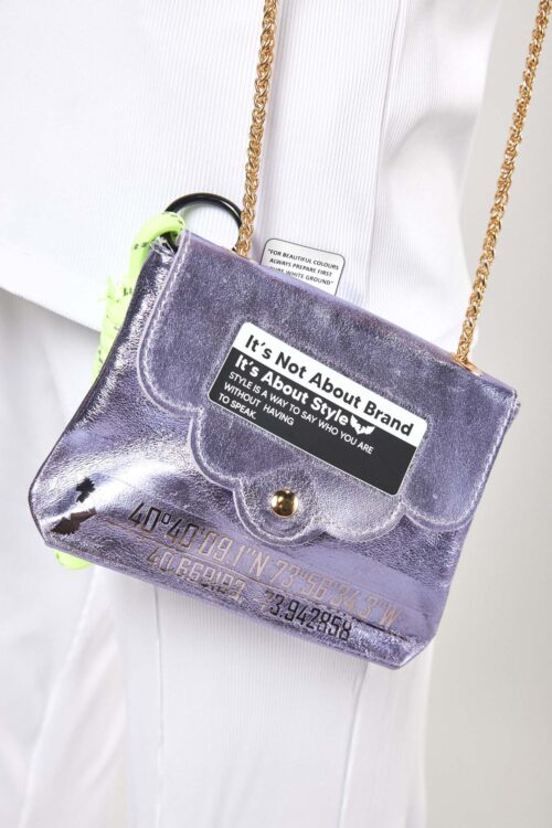 Designed Light Purple Leather Small Hand Bag BRAND