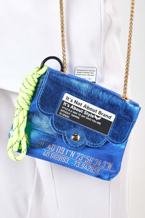Designed Blue Leather Small Hand Bag BRAND