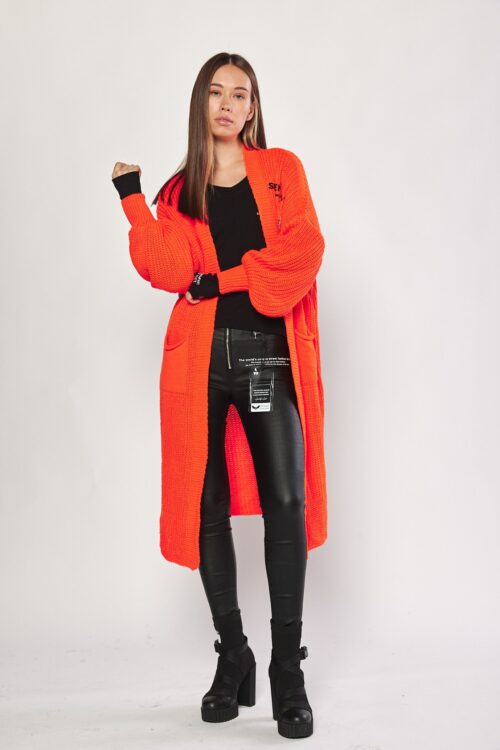  Designed Orange Knit Long Vest Top SEVEN