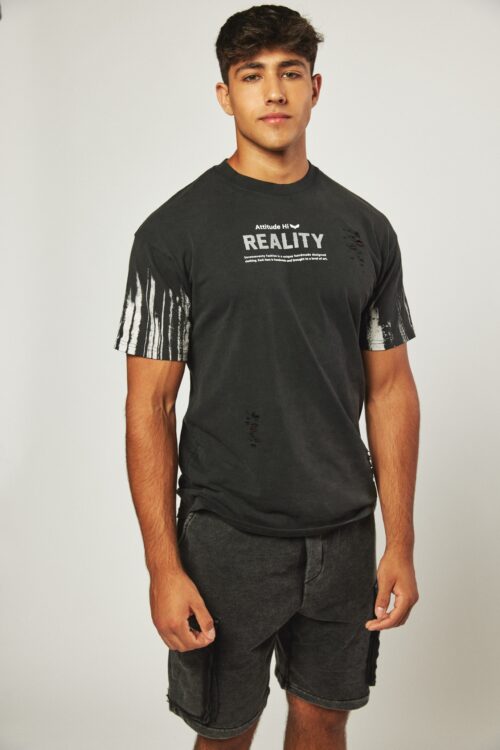  Designed Man Washed Black  T- Shirt  REALITY