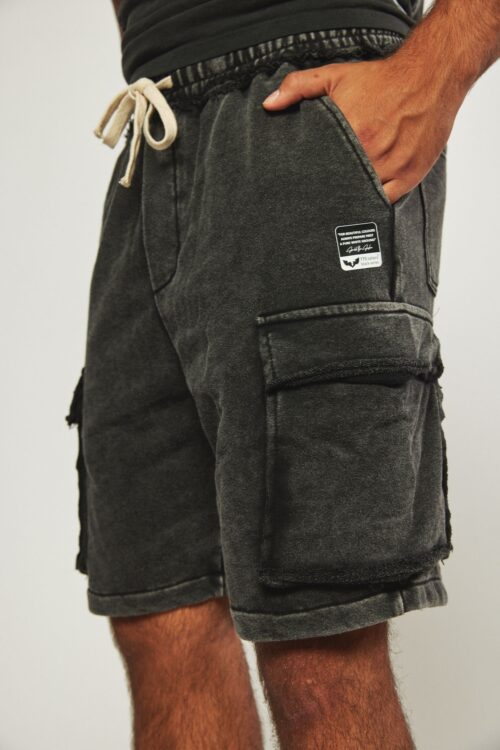 Washed Gray Pockets Pullover Bermuda Man Pants ATTITUDE