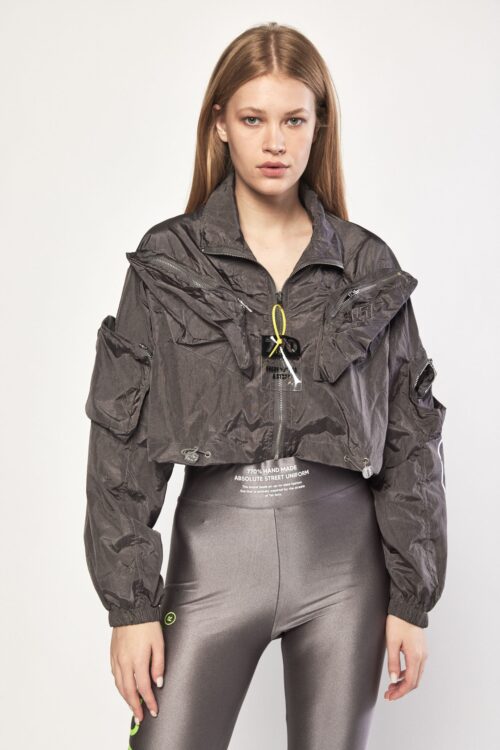 Grey Nylon Sporty Jacket  HANDMADE