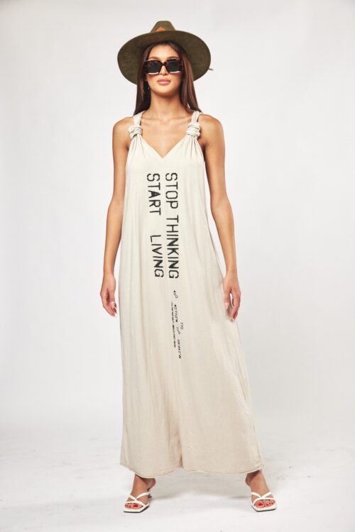 Beige Cotton Tank Cut Maxi Dress STOP
