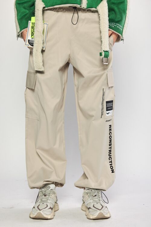 Designed Beige Cargo Jogger Pants  RECONSTRUCTION