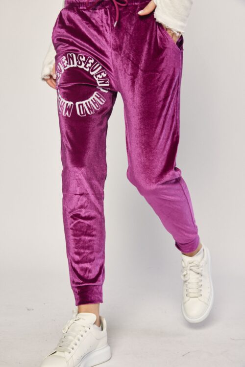 Designed Purple Velvet Jogger Pants  HAND MADE