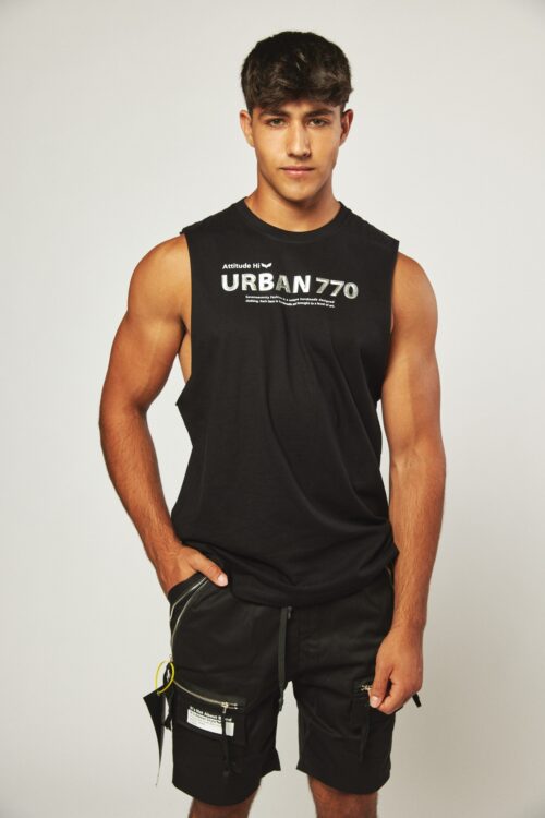 Designed Man Sleeveless Black Top  URBAN