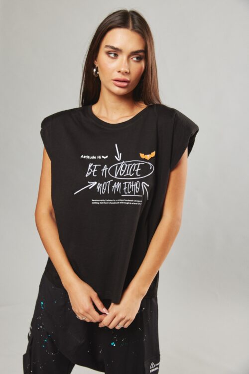 Black Sleeveless T  Shirt BE