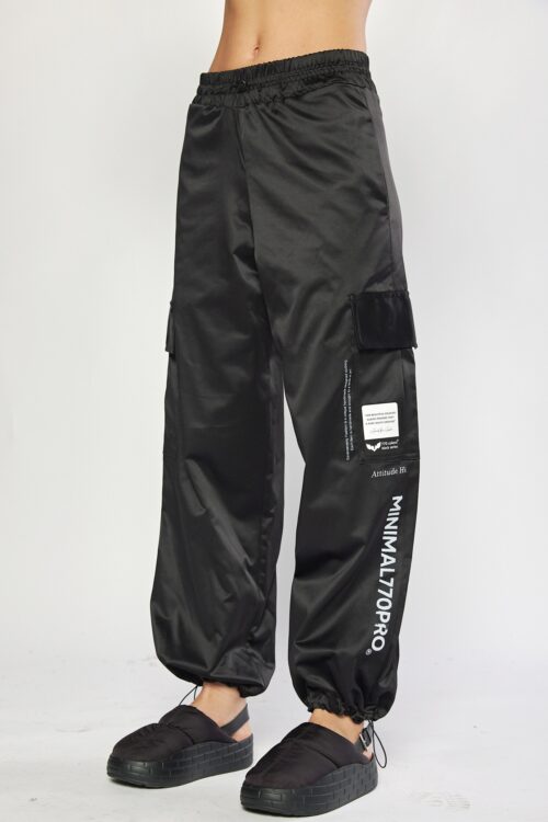 Designed Black Cargo Jogger Pants  MINIMAL