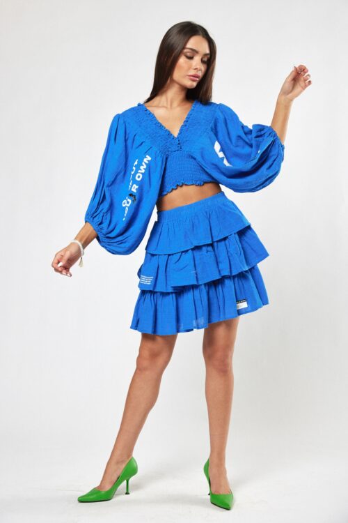 Blue Two Piece Cotton Short Set  WAY