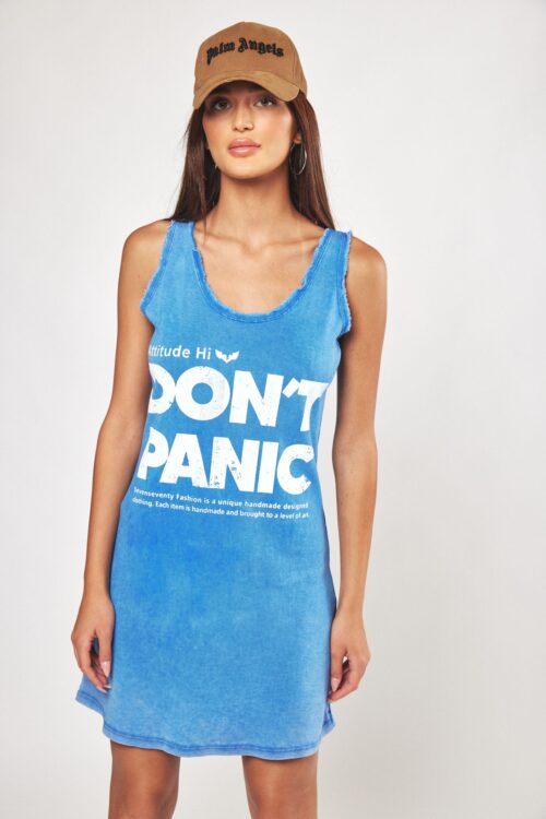 Washed Blue Cotton Mini Dress DON'T