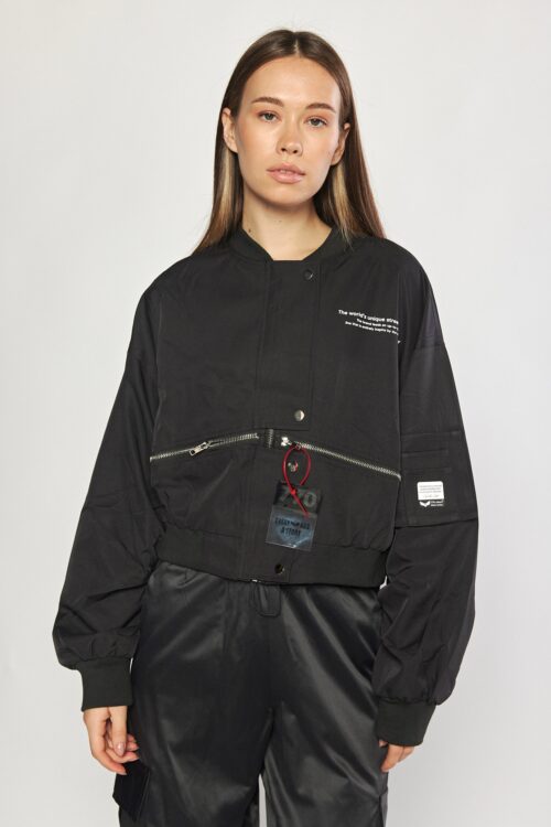 Black  Long Sleeves Zippers Jacket  BIRTH