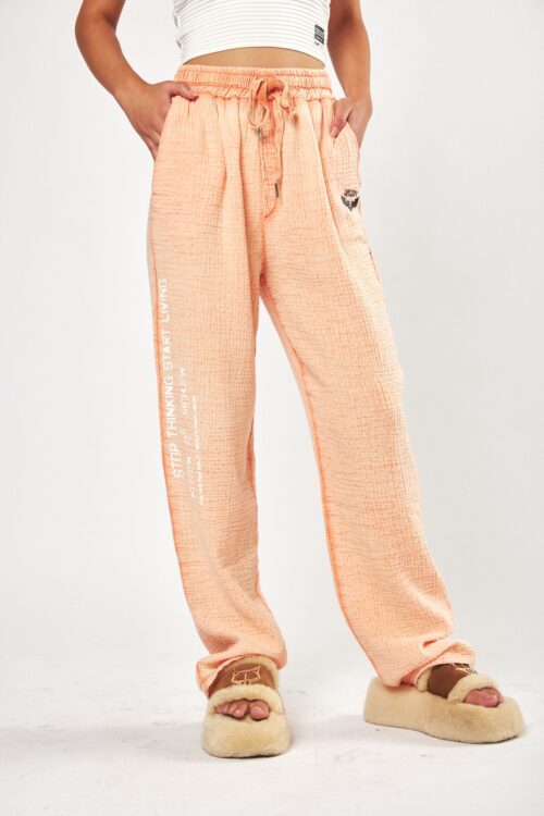 Orange  Designed Jogger Pants  LIVING