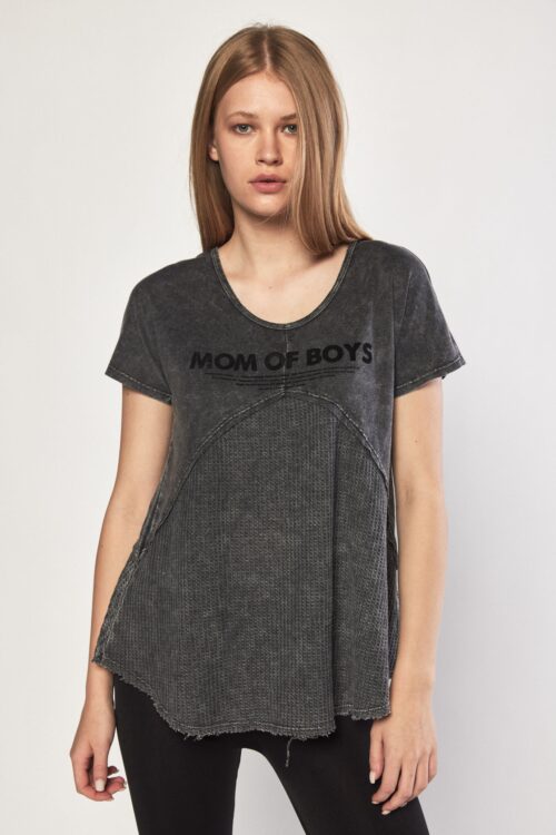  Designed  Washed Black Short T- Shirt  BOYS