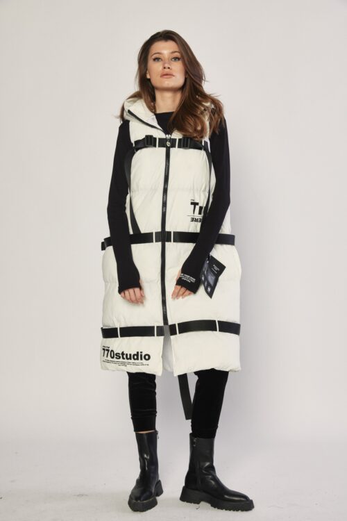 White  Puffer  Long Vest Coat  TRUST