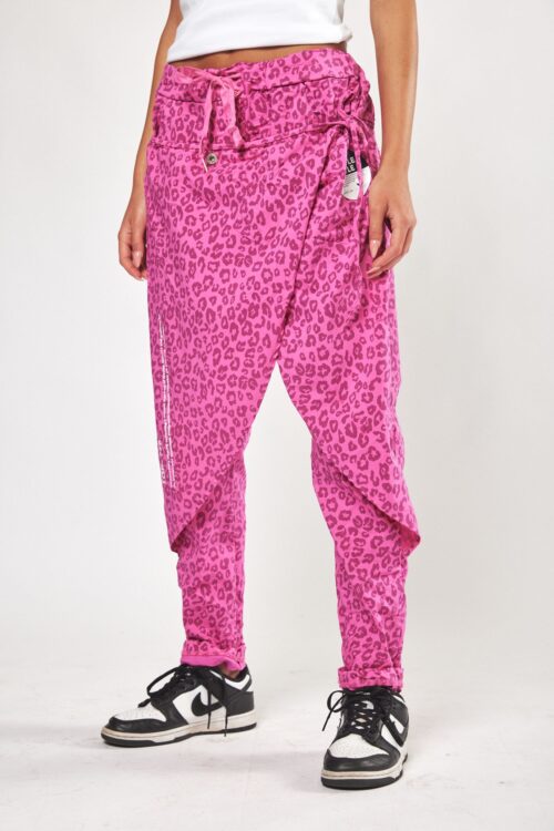 Pink Leopard Designed Baggy Jogger Pants  SIMPLE