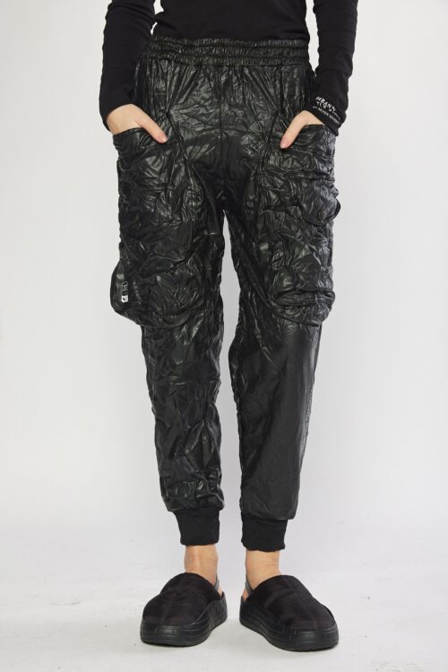 Designed Black  Faux Leather  Jogger Pants  HOLYLAND