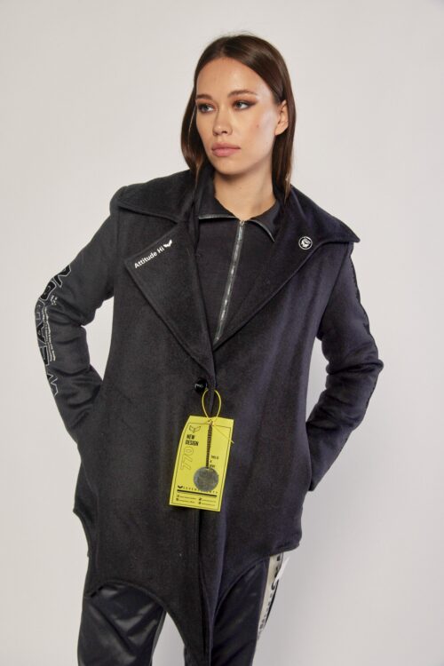 Black Wool  Wide Blazer Jacket  DIRECTION
