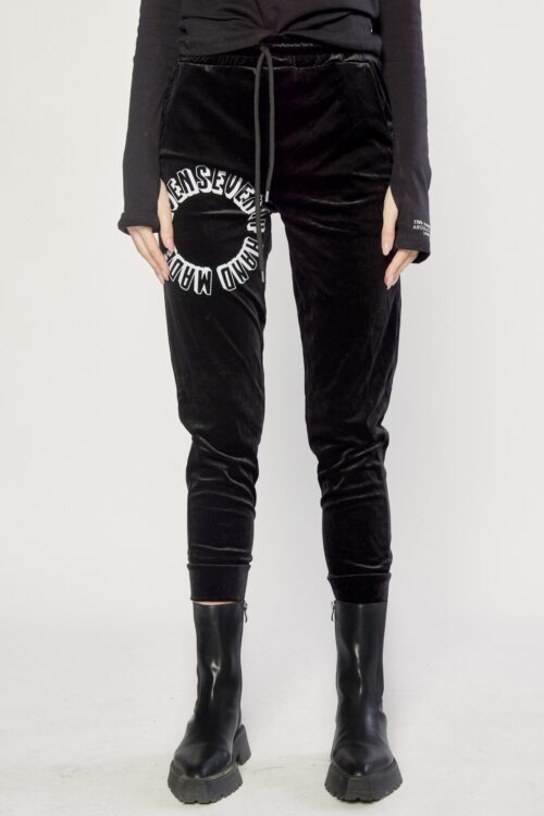 Designed Black Velvet Jogger Pants  HAND MADE
