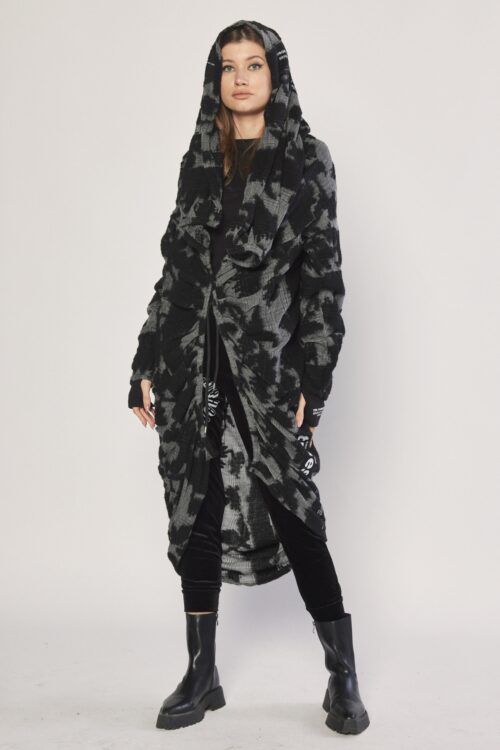 Designed Gray And  Black Knit Long Coat Top  DIRECTION